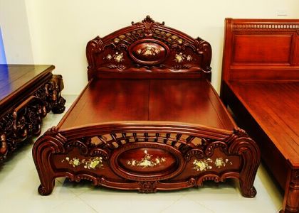 Giường ngủ gỗ đẹp Gụ GNHG03