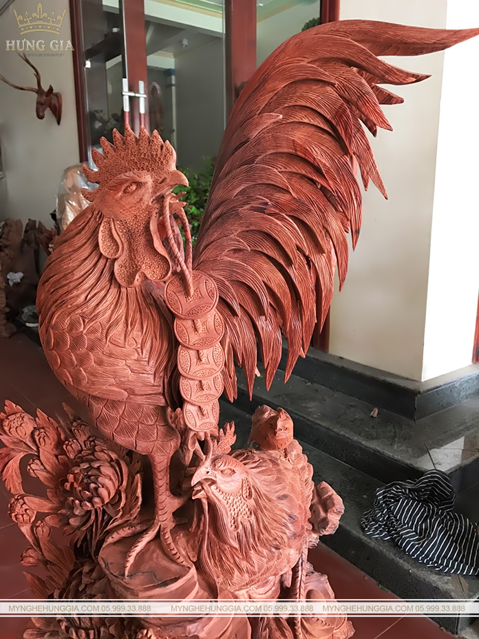 tượng gỗ gà